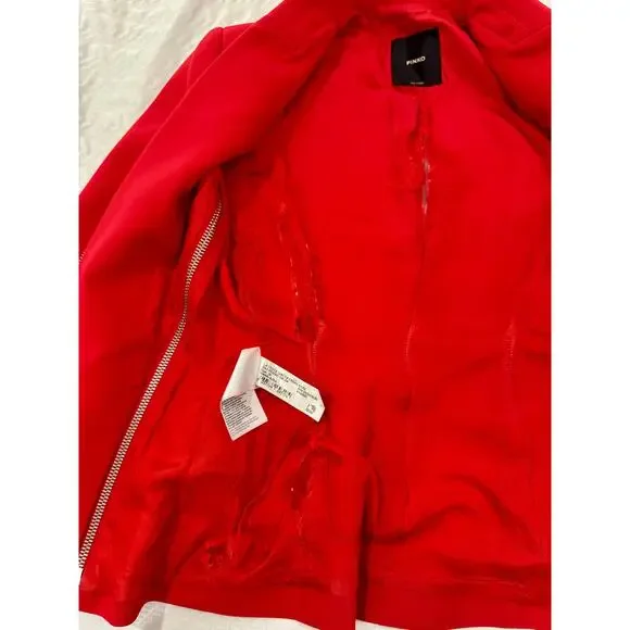 Pinko Moto Zip Blazer Women’s IT 36 US 6 Medium Red Y2K Biker McQueen - Picture 8 of 16